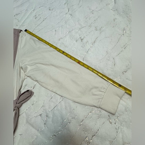 Zara Contrast Tied Sides Ivory Pink Sweatshirt Size larger - Picture 9 of 11